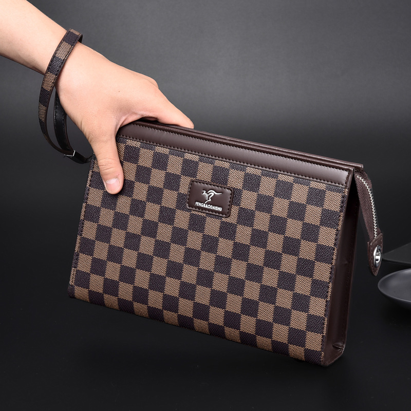 Vyrų clutch rankinė FENGBAODAISHU, verslo kelionė, PVC medžiaga, atsparus dilimui, languotas raštas