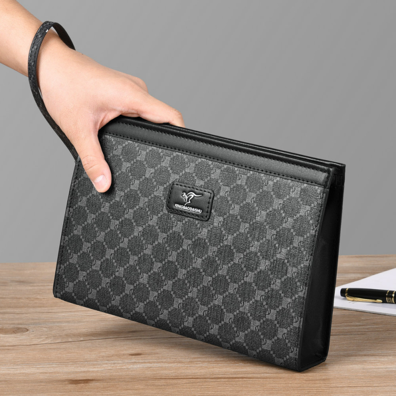 Vyrų clutch rankinė FENGBAODAISHU, verslo kelionė, PVC medžiaga, atsparus dilimui, languotas raštas
