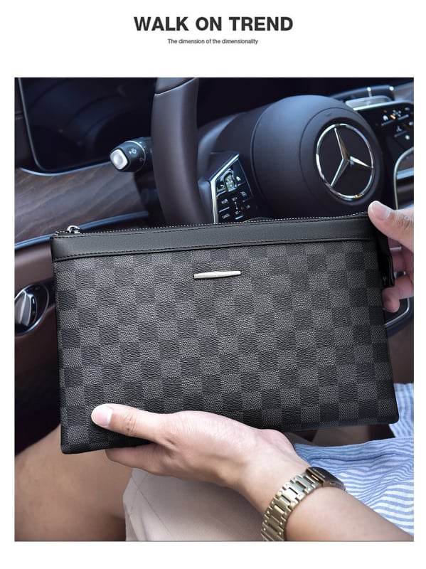 Vyrų PVC clutch rankinė, miesto paprastumo stilius, dryžių raštas, atspari vandeniui ir dėvėjimui, poliesterio vidus