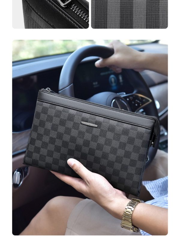 Vyrų PVC clutch rankinė, miesto paprastumo stilius, dryžių raštas, atspari vandeniui ir dėvėjimui, poliesterio vidus