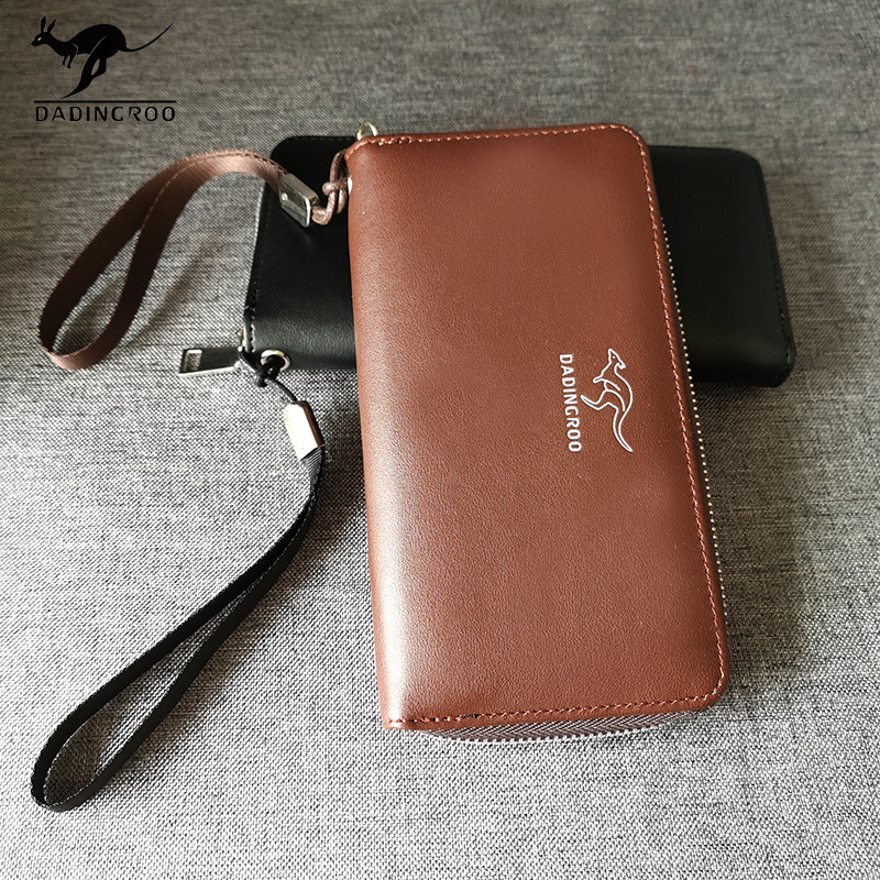 Muški novčanik clutch od PU kože s velikim kapacitetom, džep za novac i kartice, prugasti uzorak, casual stil.