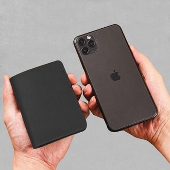 Portofel pentru carduri ultra-subțire pentru bărbați, cu mai multe sloturi – mini portofel cu dublă funcție (Material: piele sintetică; căptușeală: PU)