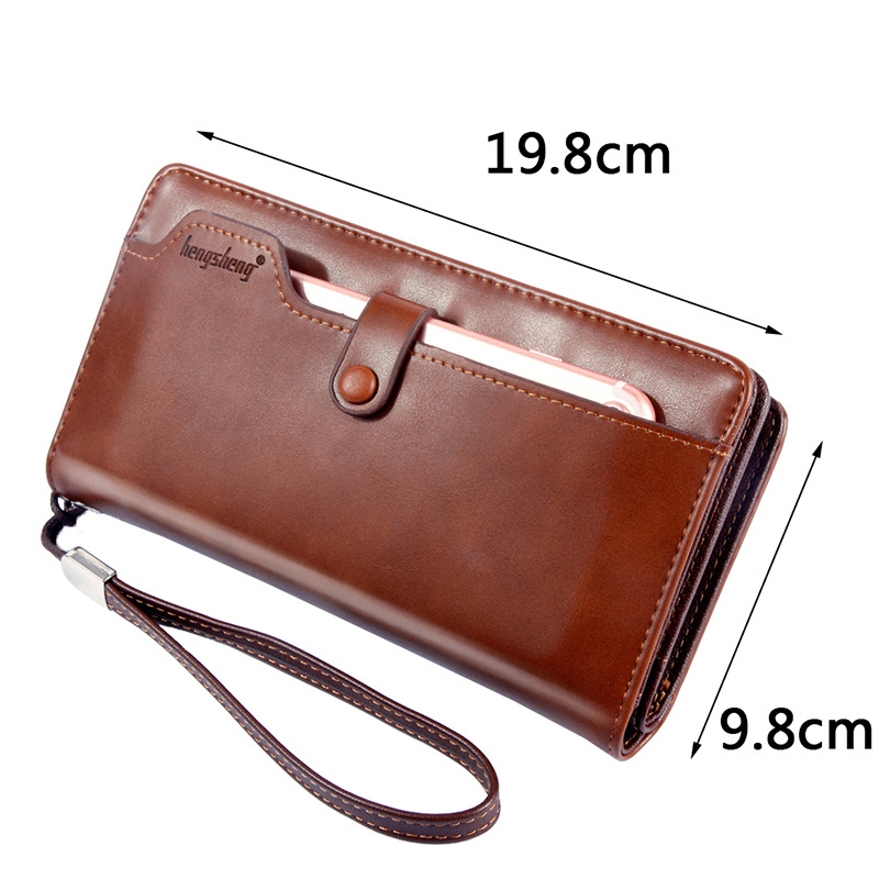 Muški PU kožni clutch novčanik sa zipom, horizontalni kvadratni oblik, unutarnji pretinci: klip za banknote, džep za identifikaciju, džep za kartice, džep za pasoš