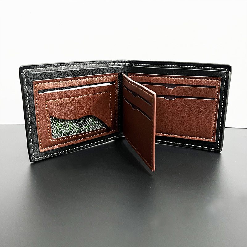 Ανδρικό PU μικρό πορτοφόλι για κάρτες, στυλ επιχειρηματικής μετακίνησης, ultra-light, επένδυση πολυεστέρα, κυκλοφορία άνοιξη 2025