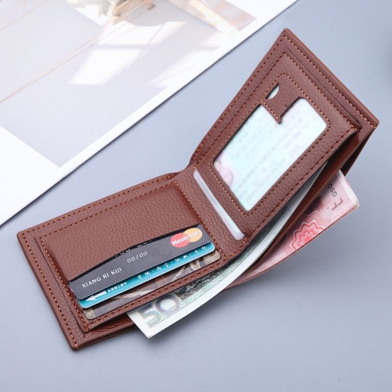 Muški novčanik od PU kože, bi-fold, s više pretinaca za kartice, džepom za novčiće, ID prozorom, klipsom za banknote i zatvaračem na zip