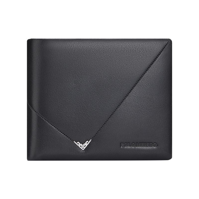 Ανδρικό πορτοφόλι για κάρτες από γνήσιο δέρμα, πρώτο στρώμα βοδινού δέρματος, επιχειρηματικό στυλ, πολυεστερική επένδυση, καλοκαίρι 2025