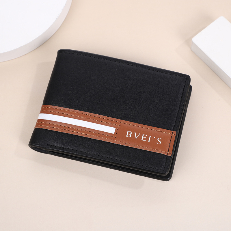 Ανδρικό πορτοφόλι από PU δέρμα με μεγάλο χώρο και πολλαπλές θήκες καρτών, Bevis, μεντεσέ, αποθήκευση, άνοιξη 2025