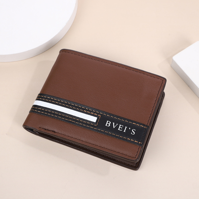 Ανδρικό πορτοφόλι από PU δέρμα με μεγάλο χώρο και πολλαπλές θήκες καρτών, Bevis, μεντεσέ, αποθήκευση, άνοιξη 2025