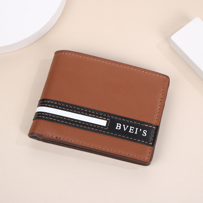 Ανδρικό πορτοφόλι από PU δέρμα με μεγάλο χώρο και πολλαπλές θήκες καρτών, Bevis, μεντεσέ, αποθήκευση, άνοιξη 2025