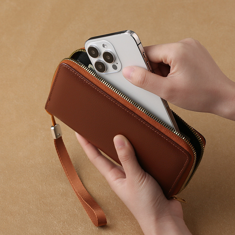 Muški dugi novčanik sa zatvaračem, PVC, jednostavan dizajn, podstava od umjetne kože, proširiva kapacitet, više pretinaca za kartice