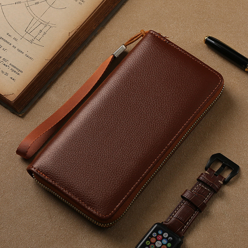 Muški dugi novčanik sa zatvaračem, PVC, jednostavan dizajn, podstava od umjetne kože, proširiva kapacitet, više pretinaca za kartice