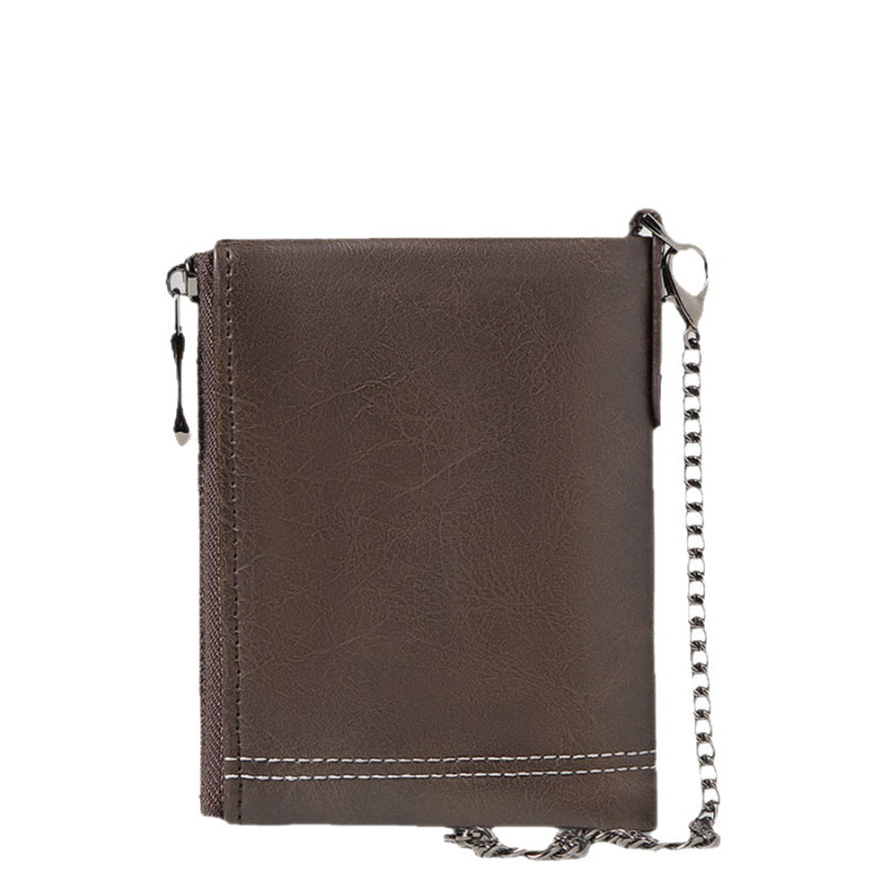 Portofel bărbați cu lanț și protecție RFID (Material PU; Stil: business; Model: Solid)
