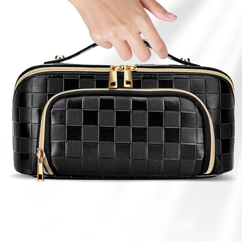 Geantă de toaletă în formă de pernă, PU material, dublu strat, capacitate mare, impermeabilă, separare uscat-umed (PU; dublu strat; capacitate mare; impermeabilă; separare uscat-umed)