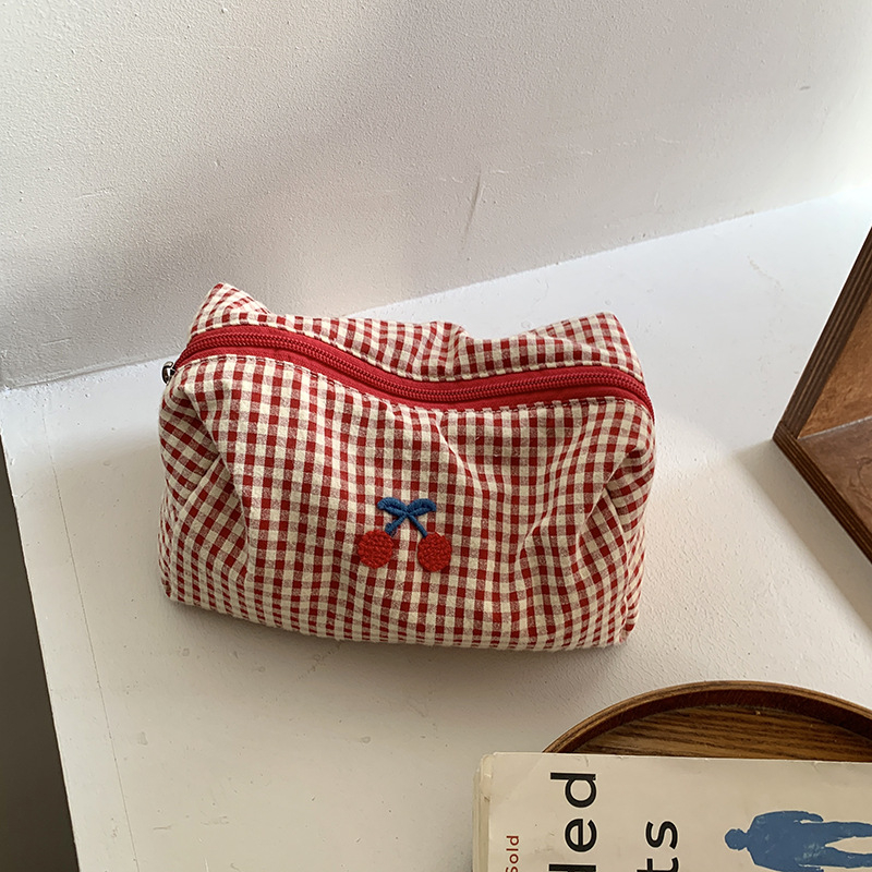 Τσαντάκι καλλυντικών με φερμουάρ, βαμβακερό εξωτερικό, επένδυση πολυεστέρα, φρούτων μοτίο