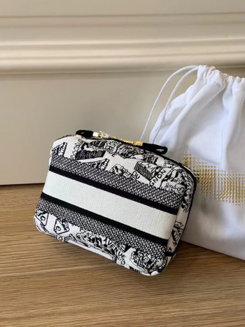 Κεντημένη καμβά κλατς τσάντα καλλυντικών, με μεγάλη χωρητικότητα, unisex, αντιβακτηριακή, μονοχρωμο σχέδιο