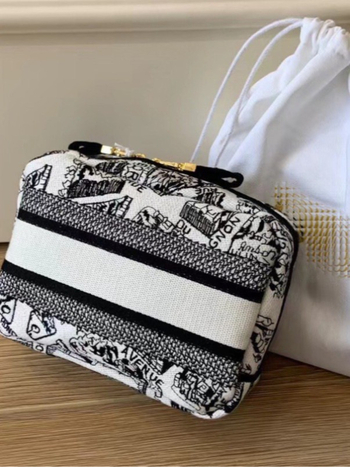 Κεντημένη καμβά κλατς τσάντα καλλυντικών, με μεγάλη χωρητικότητα, unisex, αντιβακτηριακή, μονοχρωμο σχέδιο