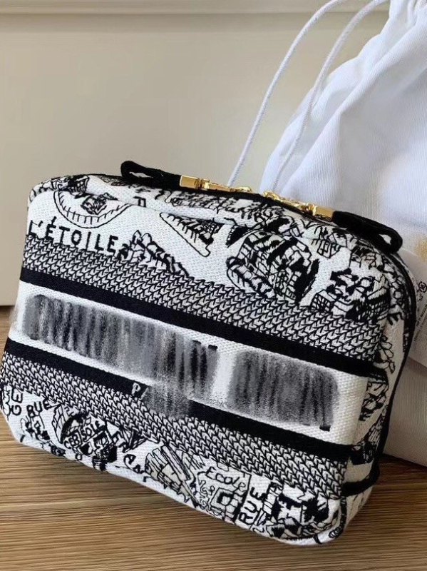 Κεντημένη καμβά κλατς τσάντα καλλυντικών, με μεγάλη χωρητικότητα, unisex, αντιβακτηριακή, μονοχρωμο σχέδιο