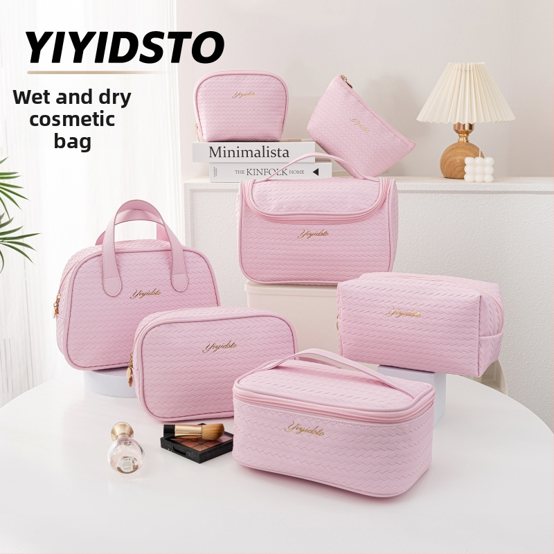 Τσαντάκι καλλυντικών ταξιδιών με μοτίβο ανεμόμυλου, εξωτερικό PU υφαντό, PU επένδυση, αδιάβροχο και διαχωρισμός στεγνό-υγρό