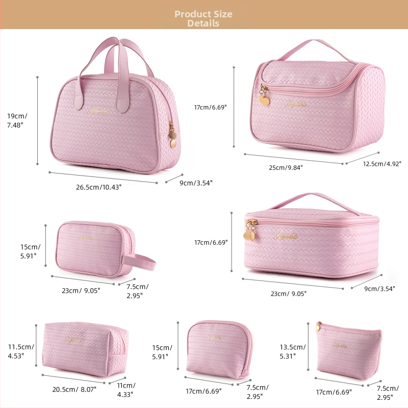 Τσαντάκι καλλυντικών ταξιδιών με μοτίβο ανεμόμυλου, εξωτερικό PU υφαντό, PU επένδυση, αδιάβροχο και διαχωρισμός στεγνό-υγρό