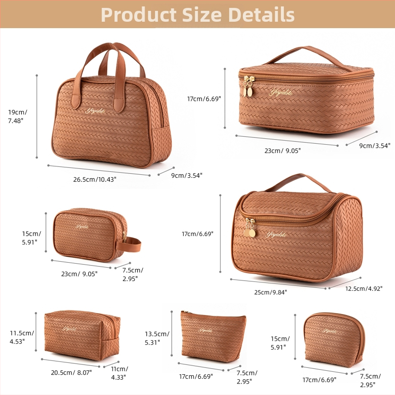 Τσαντάκι καλλυντικών ταξιδιών με μοτίβο ανεμόμυλου, εξωτερικό PU υφαντό, PU επένδυση, αδιάβροχο και διαχωρισμός στεγνό-υγρό