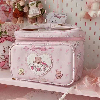 Geantă cosmetică portabilă, design pătrat, material PU, model anime, căptușeală poliester, funcție de extindere, marcă Xinding Luggage