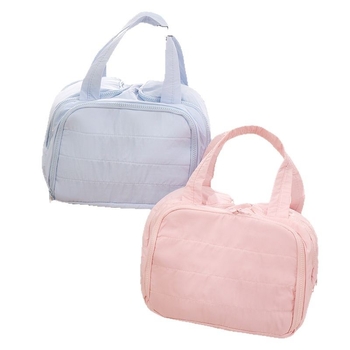 Geantă de machiaj cu deschidere dublă, capacitate mare, design pufos pentru femei – Primăvara 2025