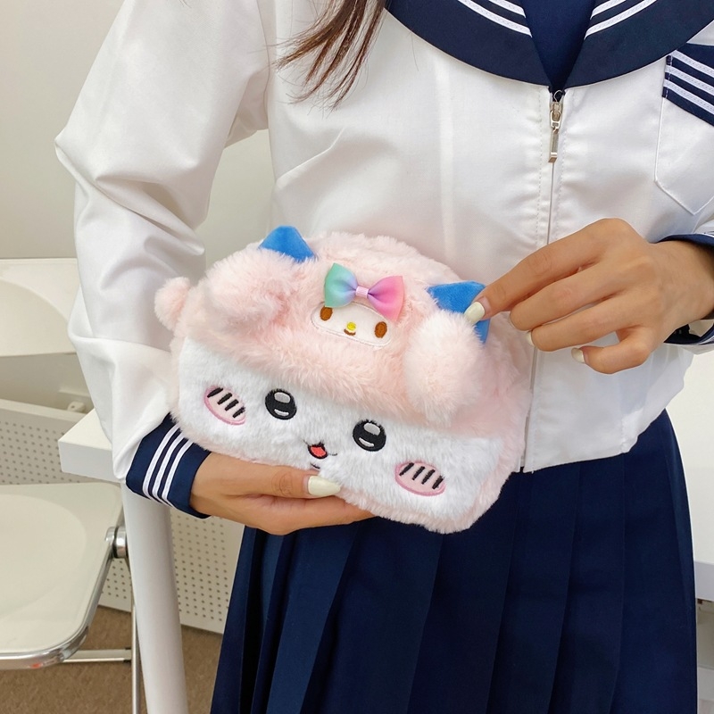 Plišana pernica s uzorkom životinja, podstava od najlona, za djevojke, jesen 2024