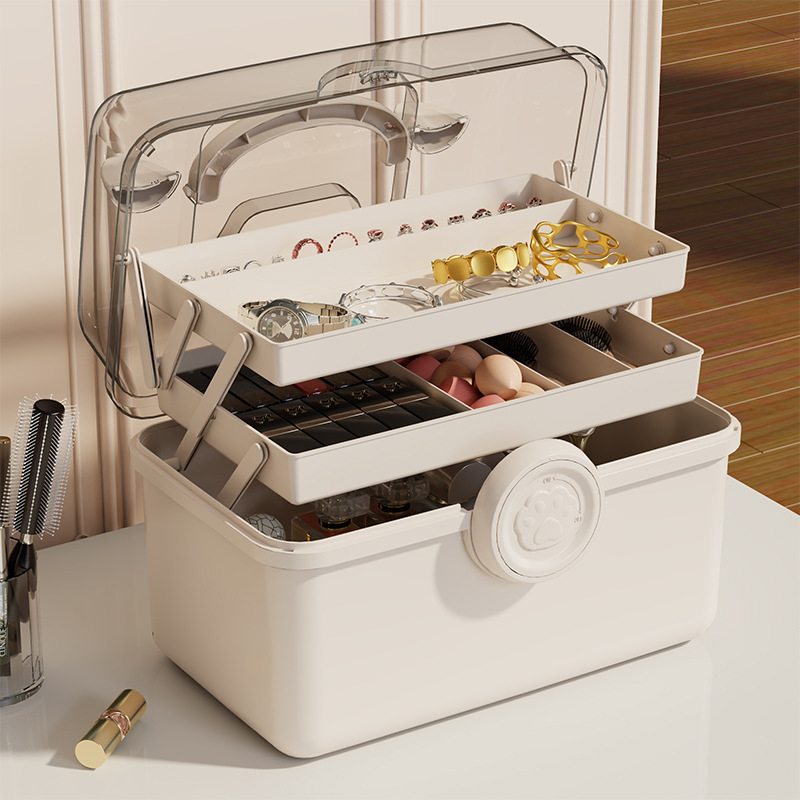 Kamiji Πολυλειτουργική επιτραπέζια θήκη αποθήκευσης, μεγάλη χωρητικότητα, για μανικιούρ, καλλυντικά και ράψιμο, πολυπροπυλένιο, Nordic στυλ