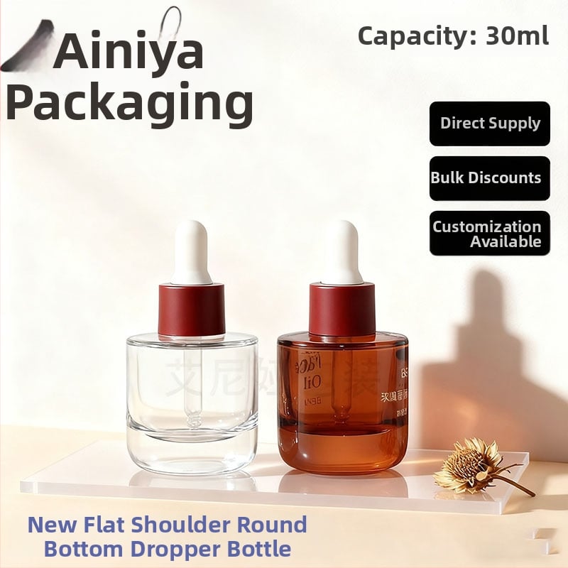 Μπουκάλι σταγονόμετρο από φυσητό γυαλί με κυλινδρικό επίπεδο ώμο για αιθέριο έλαιο; φινιρίσματα επιφάνειας: ψεκασμός επίστρωσης, θερμή σφράγιση, ηλεκτροπλατίωση; διαθέσιμες επιλογές προσαρμογής.