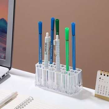 Suport de depozitare pentru pensule de machiaj – PS material, organizator de birou cu suprafață deschisă, stil lux iluminat, lansare 2025, origine Zhejiang