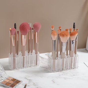 Suport de depozitare pentru pensule de machiaj – PS material, organizator de birou cu suprafață deschisă, stil lux iluminat, lansare 2025, origine Zhejiang
