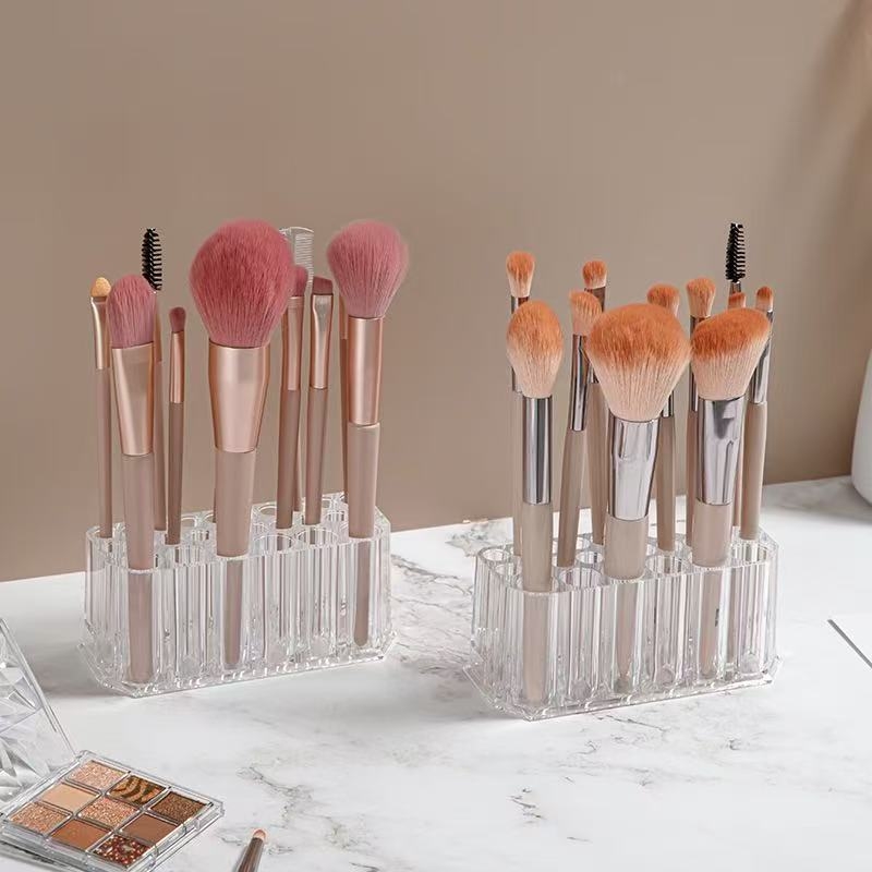 Suport de depozitare pentru pensule de machiaj – PS material, organizator de birou cu suprafață deschisă, stil lux iluminat, lansare 2025, origine Zhejiang