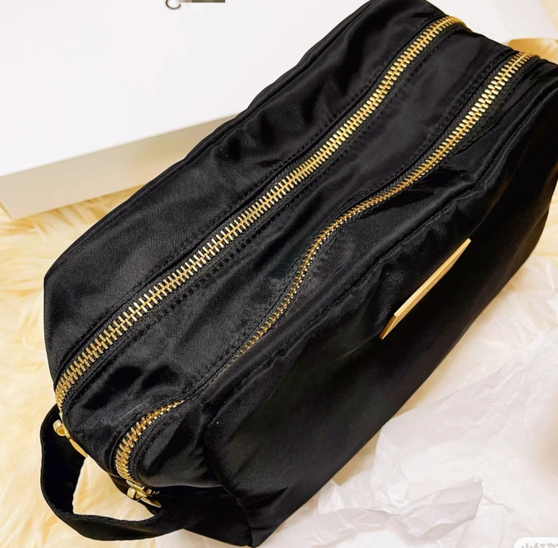 Νάιλον τσαντάκι μακιγιάζ με μεγάλη χωρητικότητα, αναπνεύσιμο, αδιάβροχο και αντιβακτηριακό, επεκτεινόμενο, επένδυση πολυεστέρα, αστικός μινιμαλιστικός στυλ