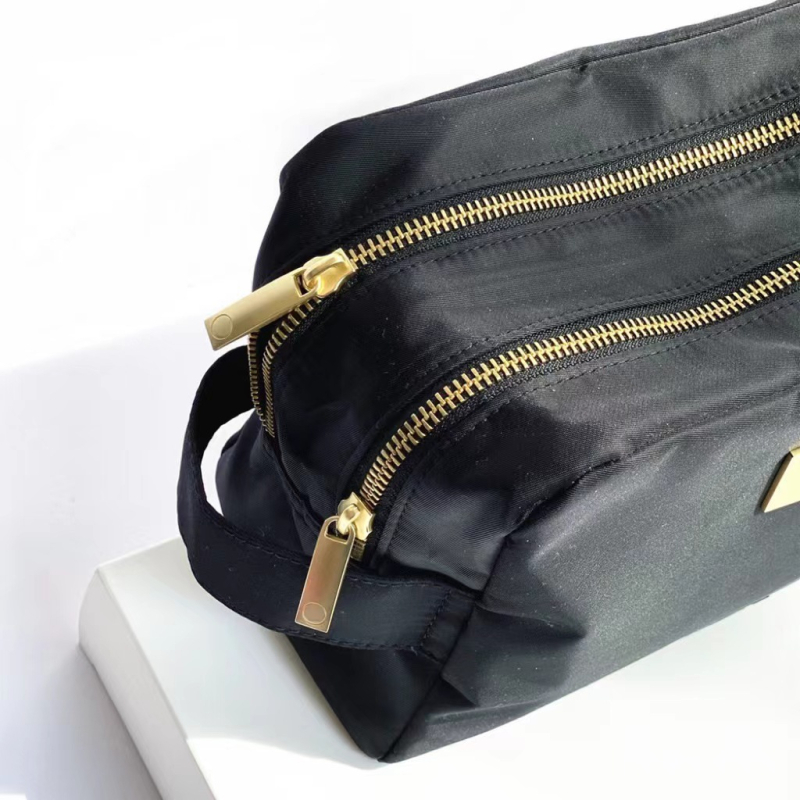 Νάιλον τσαντάκι μακιγιάζ με μεγάλη χωρητικότητα, αναπνεύσιμο, αδιάβροχο και αντιβακτηριακό, επεκτεινόμενο, επένδυση πολυεστέρα, αστικός μινιμαλιστικός στυλ