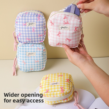 Štvorecová kozmetická taška na uskladnenie, kanvas, pruhovaný vzor, ľahká