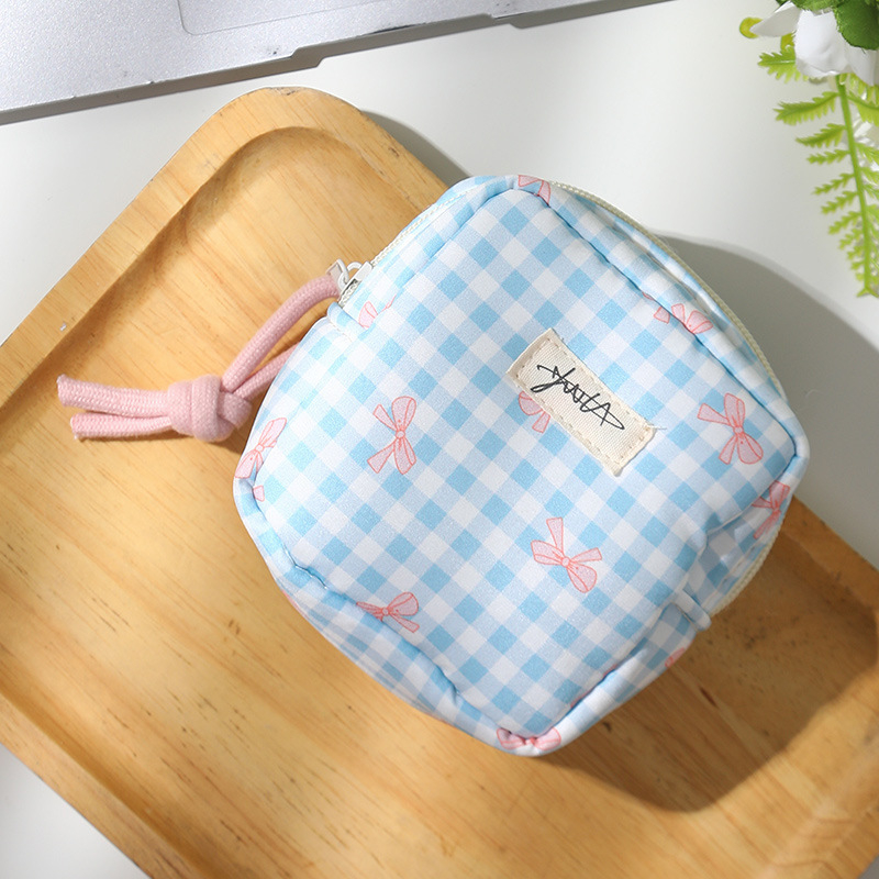 Štvorecová kozmetická taška na uskladnenie, kanvas, pruhovaný vzor, ľahká