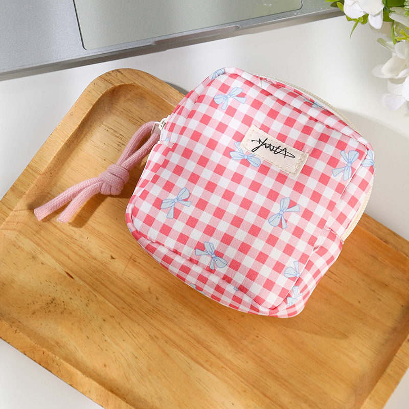 Štvorecová kozmetická taška na uskladnenie, kanvas, pruhovaný vzor, ľahká