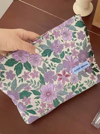 Kozmetikai táska jacquard anyagból, virágos mintával, nylon bélés, ultra könnyű és kopásálló, 2025 tavasza