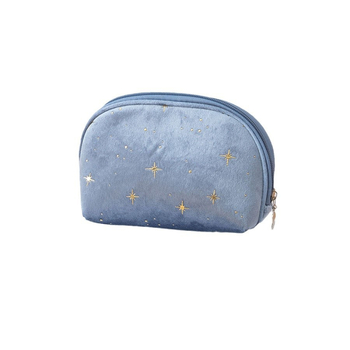 Ταξιδιωτικό τσαντάκι καλλυντικών – βελούδινο ύφασμα; σχέδιο πεντάκτινο αστέρι; επένδυση πολυεστέρα; κλείσιμο με φερμουάρ; ultra-light, κατάλληλο για αποθήκευση.