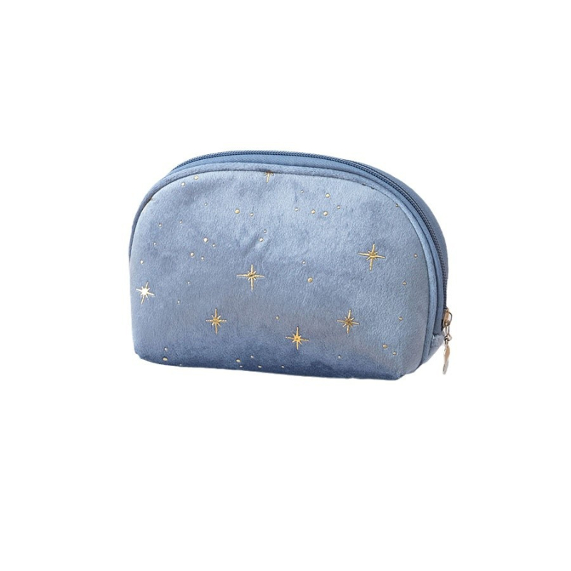 Ταξιδιωτικό τσαντάκι καλλυντικών – βελούδινο ύφασμα; σχέδιο πεντάκτινο αστέρι; επένδυση πολυεστέρα; κλείσιμο με φερμουάρ; ultra-light, κατάλληλο για αποθήκευση.