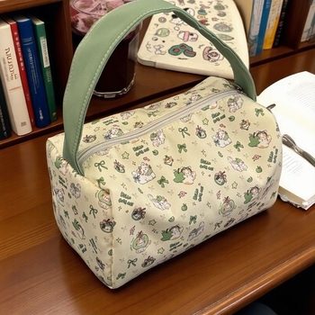 Τσαντάκι μακιγιάζ από καμβά με σχέδιο λουλουδιών, με νάιλον επένδυση, ελαφρύ για οικιακή αποθήκευση