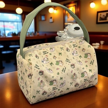 Τσαντάκι μακιγιάζ από καμβά με σχέδιο λουλουδιών, με νάιλον επένδυση, ελαφρύ για οικιακή αποθήκευση