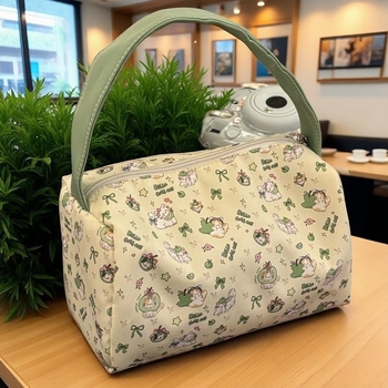 Τσαντάκι μακιγιάζ από καμβά με σχέδιο λουλουδιών, με νάιλον επένδυση, ελαφρύ για οικιακή αποθήκευση