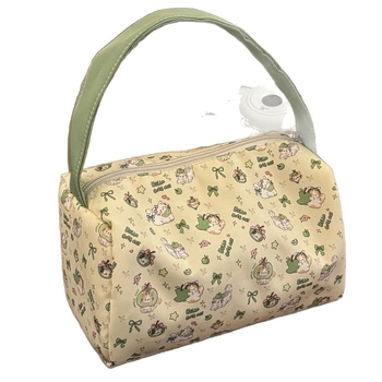 Τσαντάκι μακιγιάζ από καμβά με σχέδιο λουλουδιών, με νάιλον επένδυση, ελαφρύ για οικιακή αποθήκευση