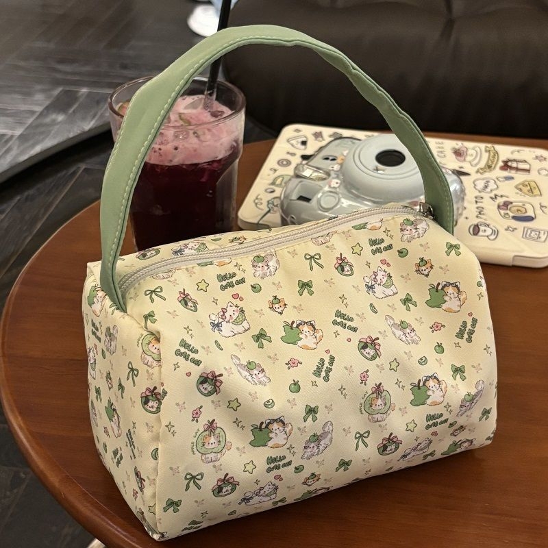 Τσαντάκι μακιγιάζ από καμβά με σχέδιο λουλουδιών, με νάιλον επένδυση, ελαφρύ για οικιακή αποθήκευση