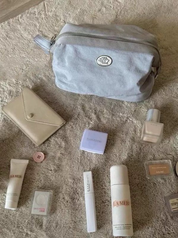 Kozmetička torbica od platna, jednobojna, unisex, velika kapaciteta