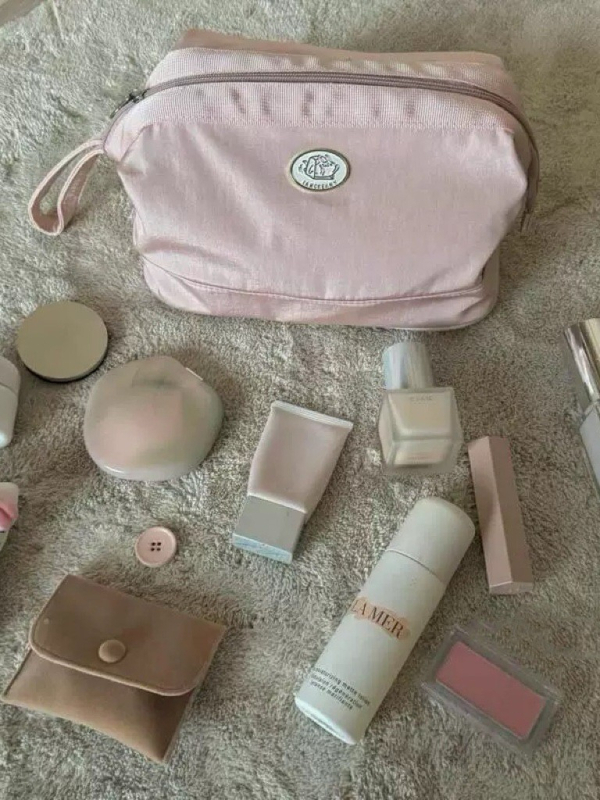 Kozmetička torbica od platna, jednobojna, unisex, velika kapaciteta