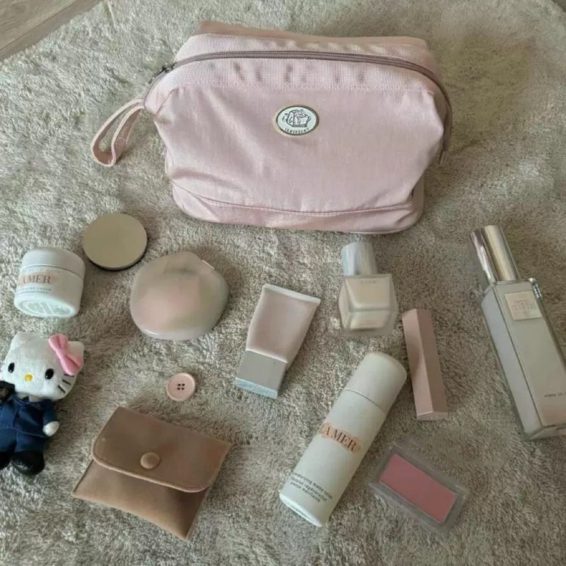 Kozmetička torbica od platna, jednobojna, unisex, velika kapaciteta