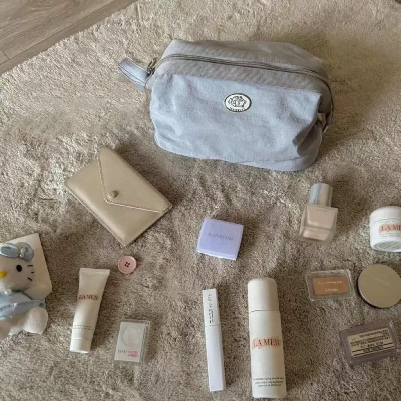 Kozmetička torbica od platna, jednobojna, unisex, velika kapaciteta