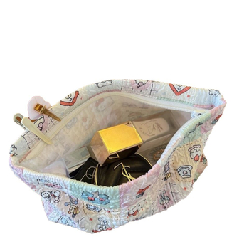 Τσαντάκι καλλυντικών με καρό γάτας, καμβάς, Μεγάλης χωρητικότητας, φορητό για ταξίδια